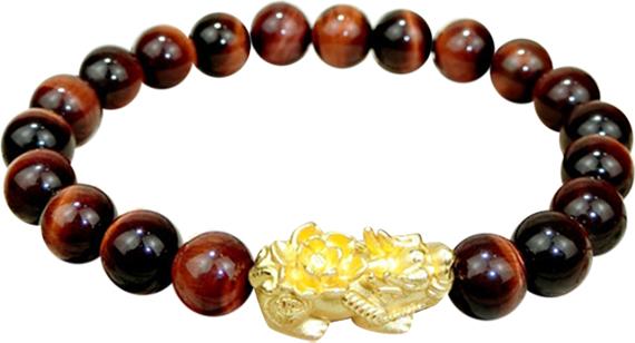 Vòng Tay Mắt Hổ Nâu Đỏ Charm Tỳ Hưu