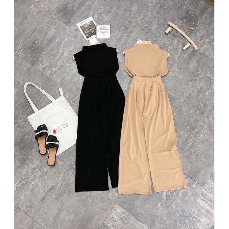 Set áo sát nách quần ống suông dáng dài tông dáng tiểu thư sang chảnh