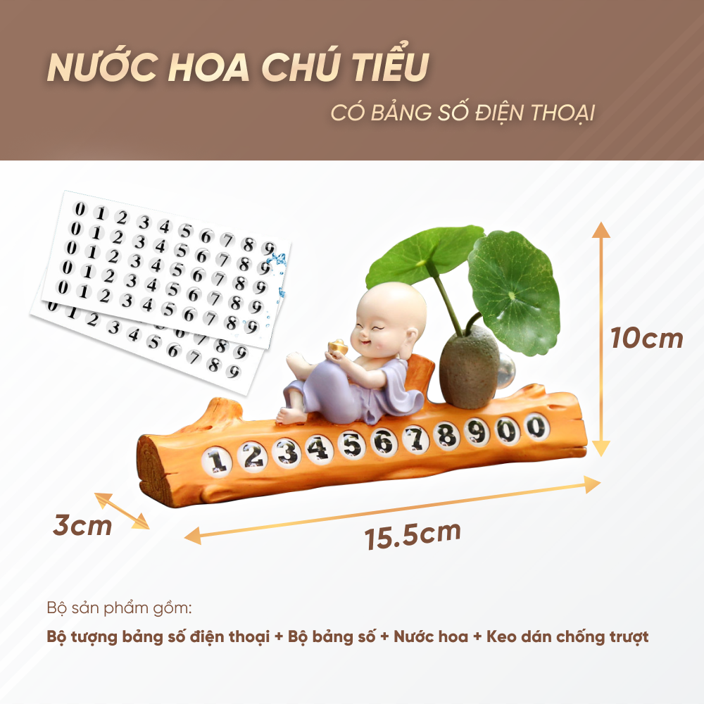 Tượng Chú Tiểu Siêu Dễ Thương Có Đi Kèm Nước Hoa Và Hộp Số Trang Trí Taplo Ô Tô Xe Hơi