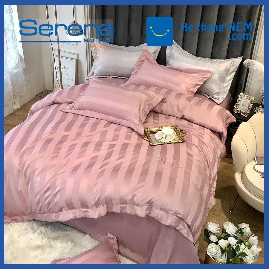 Set Chăn Ga Gối 5 Món Lụa Hàn SERENA Bộ Chăn Ga Trải Giường Cao Cấp - Hệ Thống Nệm