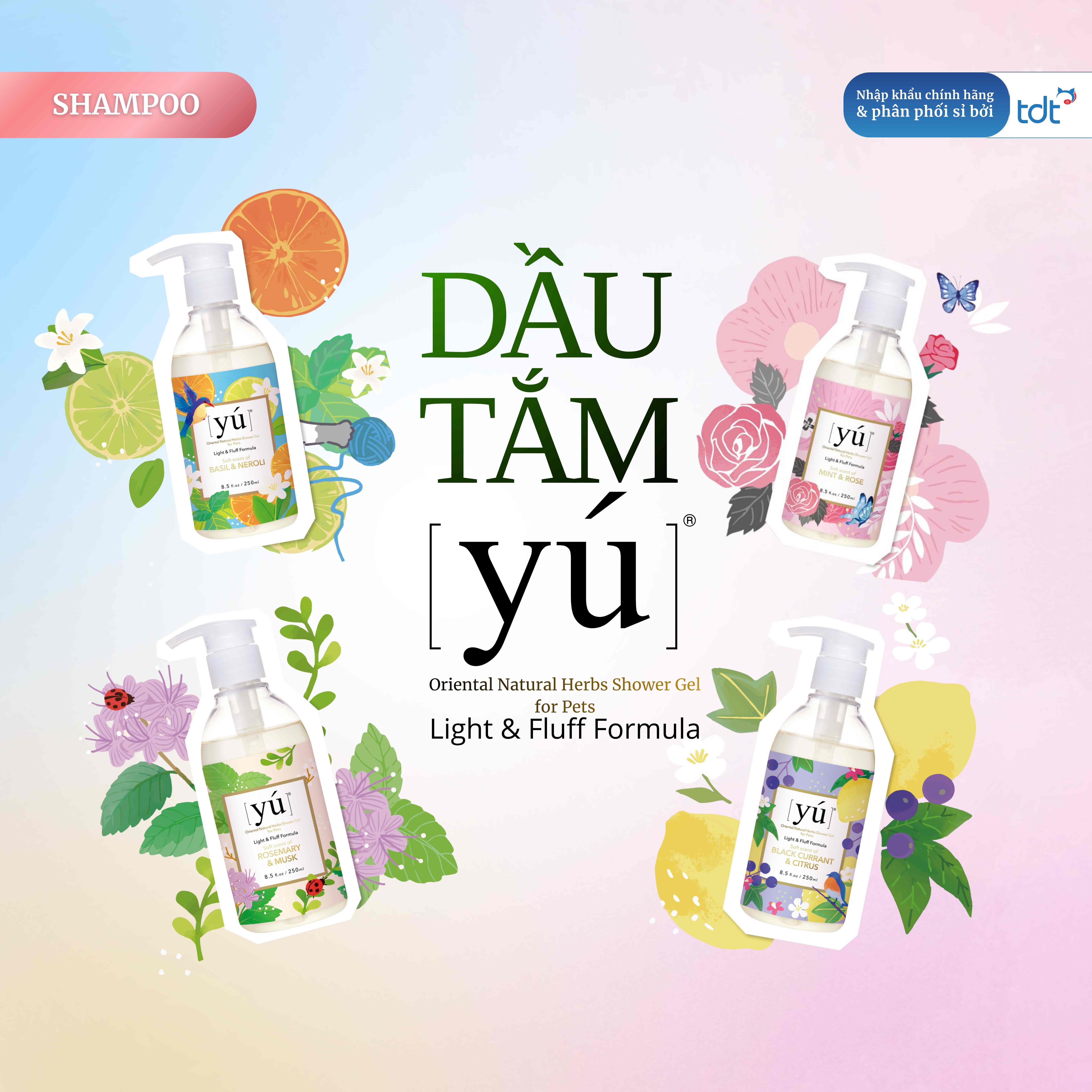 Sữa tắm Yu Light cho chó mèo chiết xuất từ hoa&amp;7 loại thảo mộc tự nhiên nuôi dưỡng da lông khỏe đẹp 250ml - Bạc hà &amp; hoa hồng
