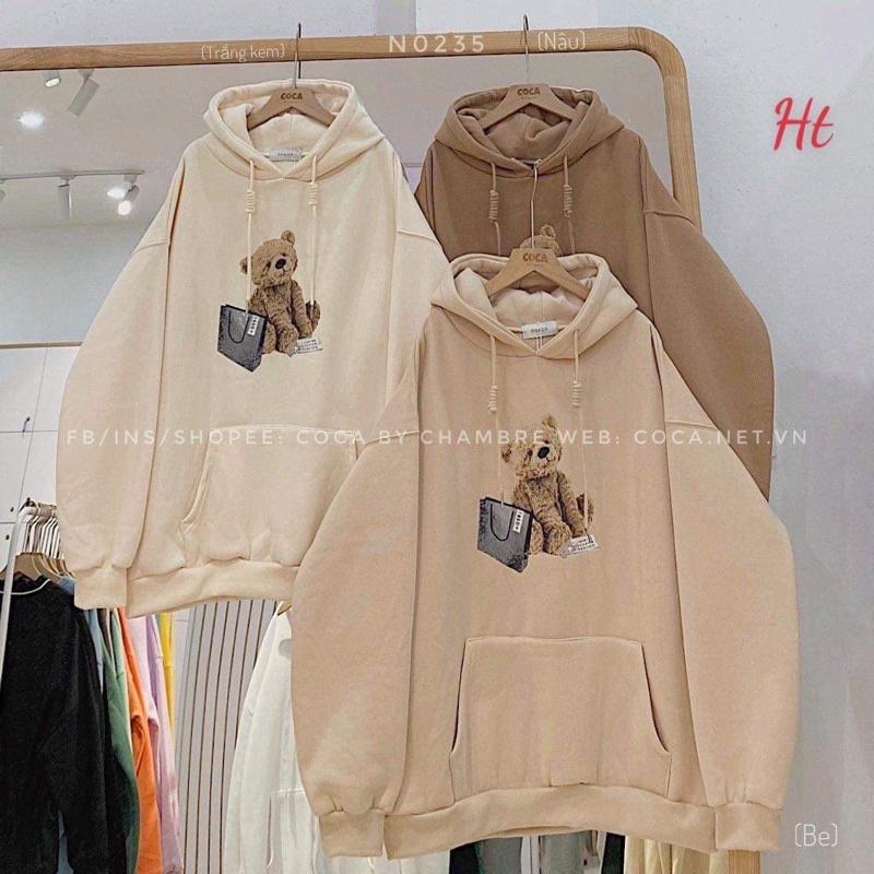 Áo hoodie Cotton gấu túi xách H2A