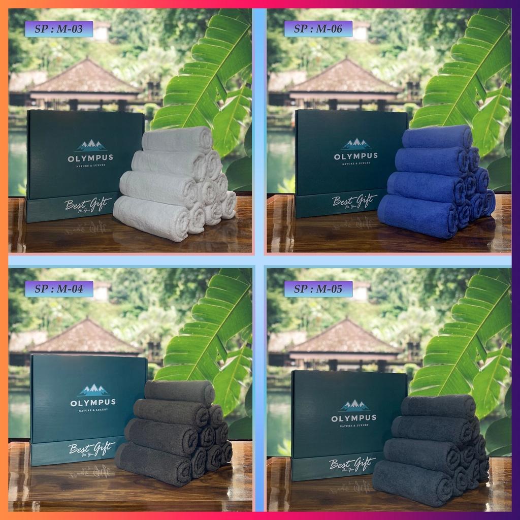 Set khăn gội đầu màu 100% cotton mềm mịn thấm hút ,khăn quấn ủ tóc , khăn lau đầu phù hợp phòng Gym thể thao OLYMPUS