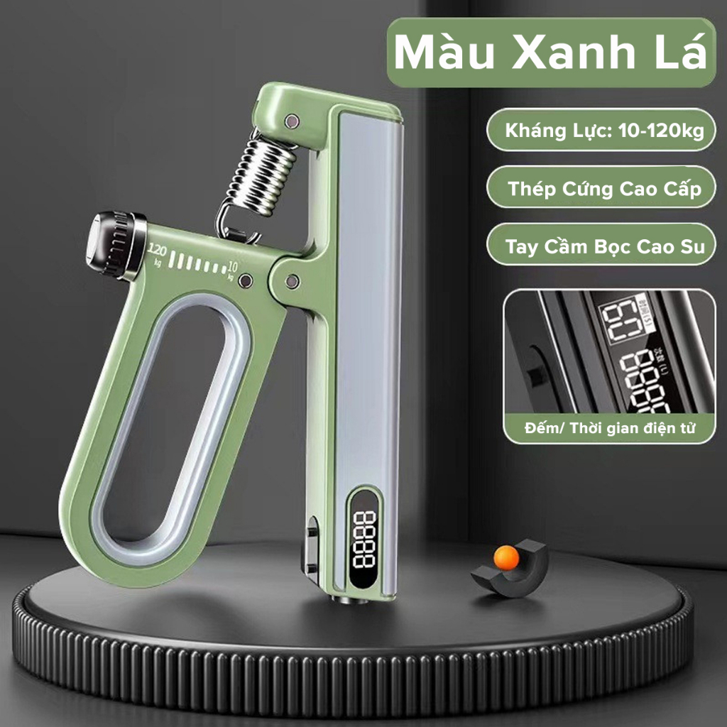 Màu Xanh Lá - Kìm Bóp Tay 120kg Super Cải Tiến Kháng Lực Có Đếm Số Đếm Giờ Điện Tử Dụng Cụ Tập Gym Tại Nhà Hàng Chính Hãng dododios