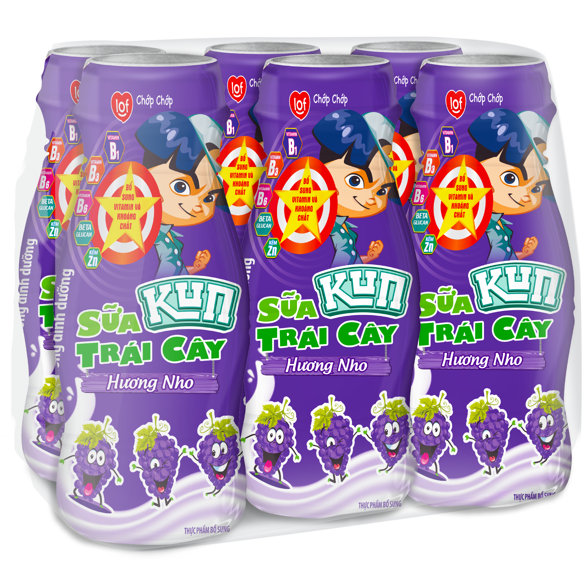 Thùng 48 chai Sữa trái cây KUN hương nho 85ml