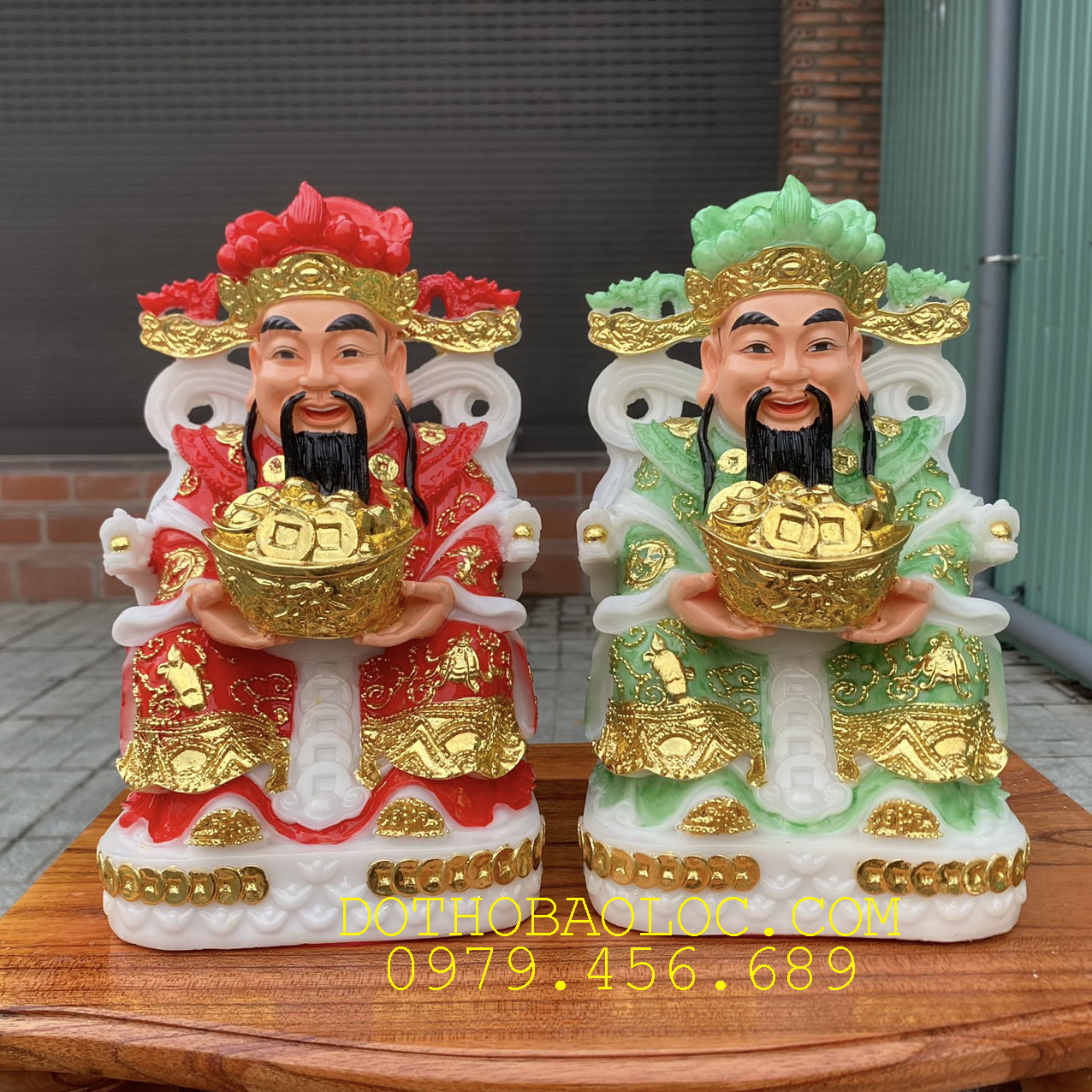 Tượng Ông Thần Tiên đá Việt Nam cao 25cm – Đỏ và Xanh