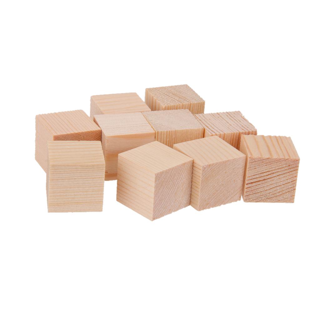 20 Pieces 25mm Unfinished Wooden Shapes Blocks Cubes Embellishments for Wood Crafts