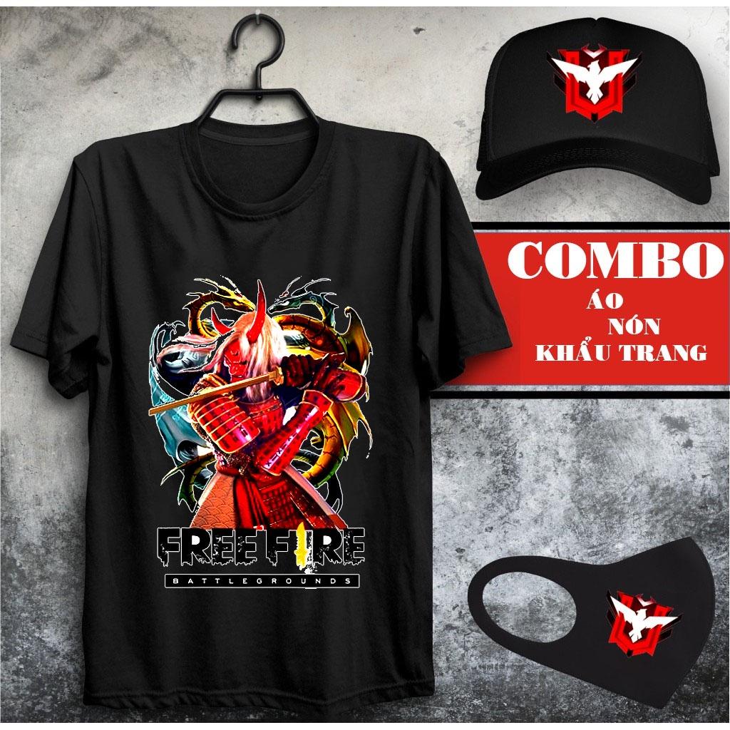 BST Combo Áo Thun Free Fire Màu Đen Rank Huyền Thoại -+ Đại kiến tướng kèm nón khẩu trang FF Cực Đẹp