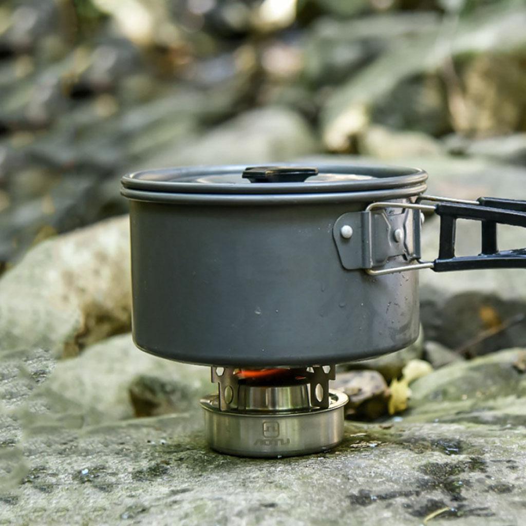 Phép Lạ Lắc Inox Cắm Trại Đi Bộ Đường Dài Nấu Ăn Tinh Thần Bếp Cồn Với Giá Đỡ