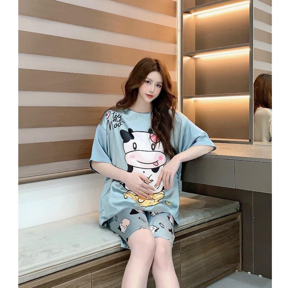 Bộ Bầu Sau Sinh mặc nhà  tiện lợi chất Lụa Hàn mùa hè mát,mềm dễ chịu cho mẹ bầu