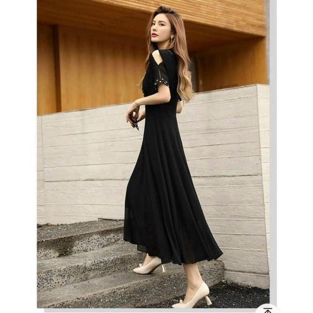 ĐẦM XOÈ ĐEN PHỐI CHẤM BI