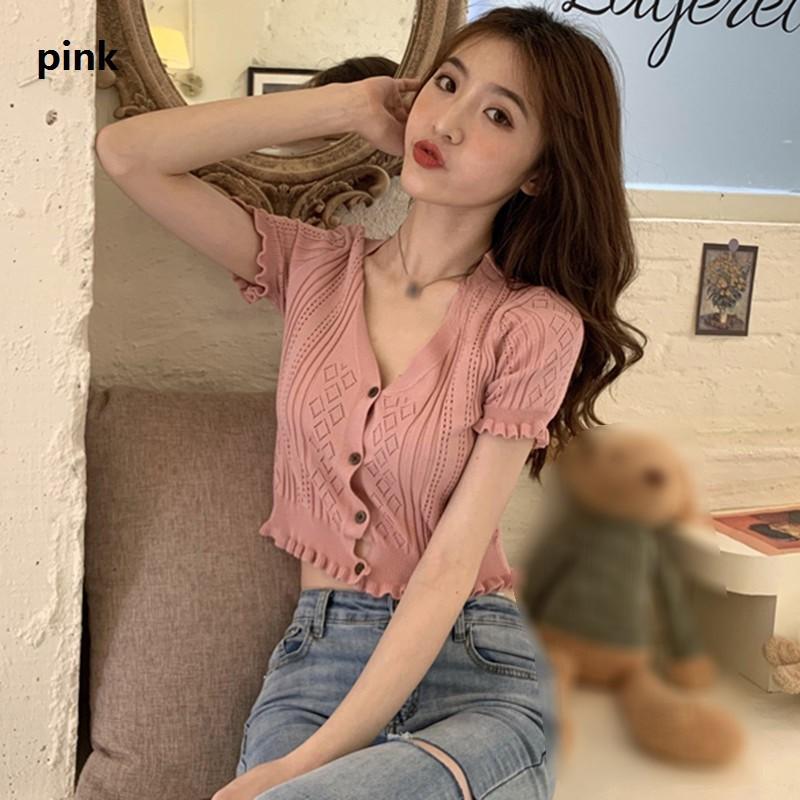 Áo Thun Nữ Ngắn Tay Cổ Chữ V Thời Trang