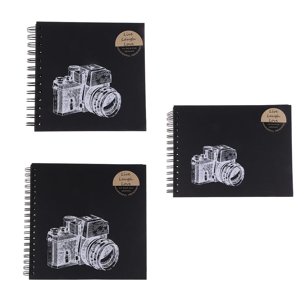 20 Pages Ring Binder Kraft Paper Scrapbook Photo Album Family Memory Book Display Book Sketch Book for Wedding Party