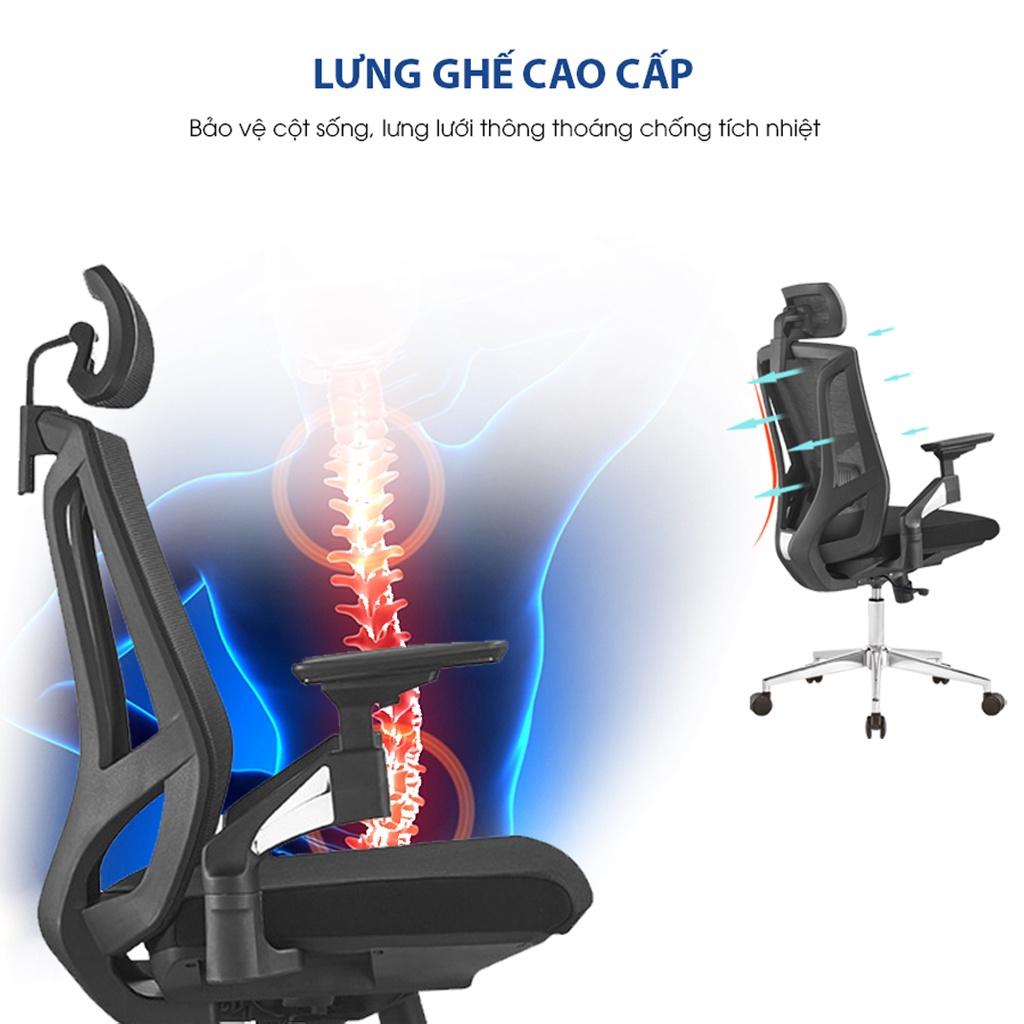 Ghế công thái học GOVI Ergonomic Plato PL05 - Tựa đầu điều chỉnh cao thấp, tựa tay 4D nâng hạ, cơ chế ngả lưng 135 độ