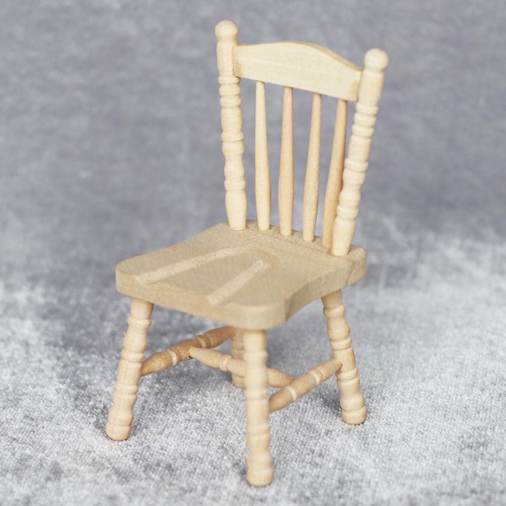 1:12 Scale Dollhouse Miniature Wooden Dining Chair Dollhouse Accessories