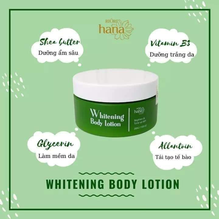 Kem Body Dưỡng Trắng Da Riori Whitening Body Lotion 200g – Kem Dưỡng Toàn Thân Giúp Da Mềm Mịn Trắng Tự Nhiên