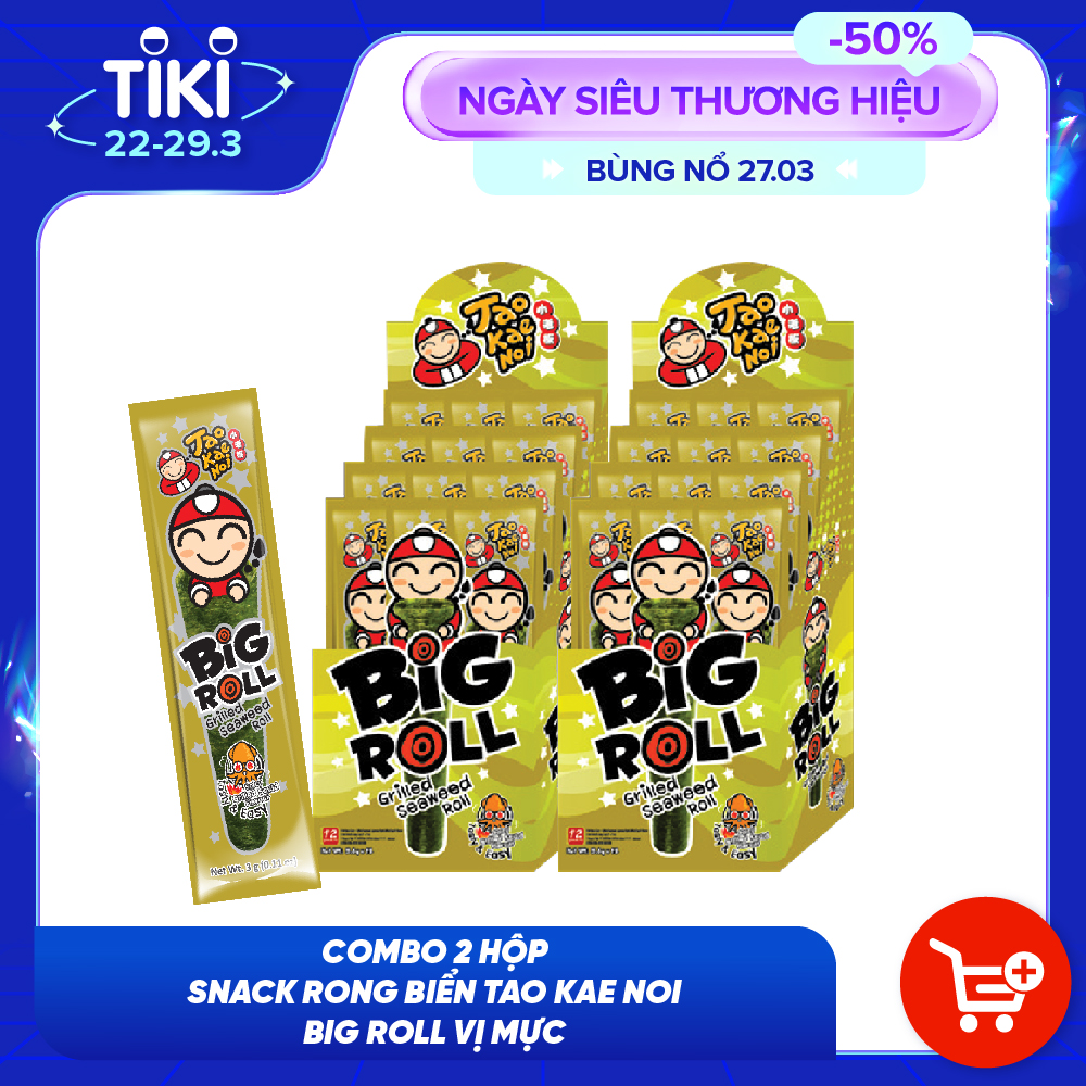 Combo 2 hộp Snack Rong Biển Taokaenoi BIG ROLL Thái Lan nhiều vị  Hộp 12 cái x 3g