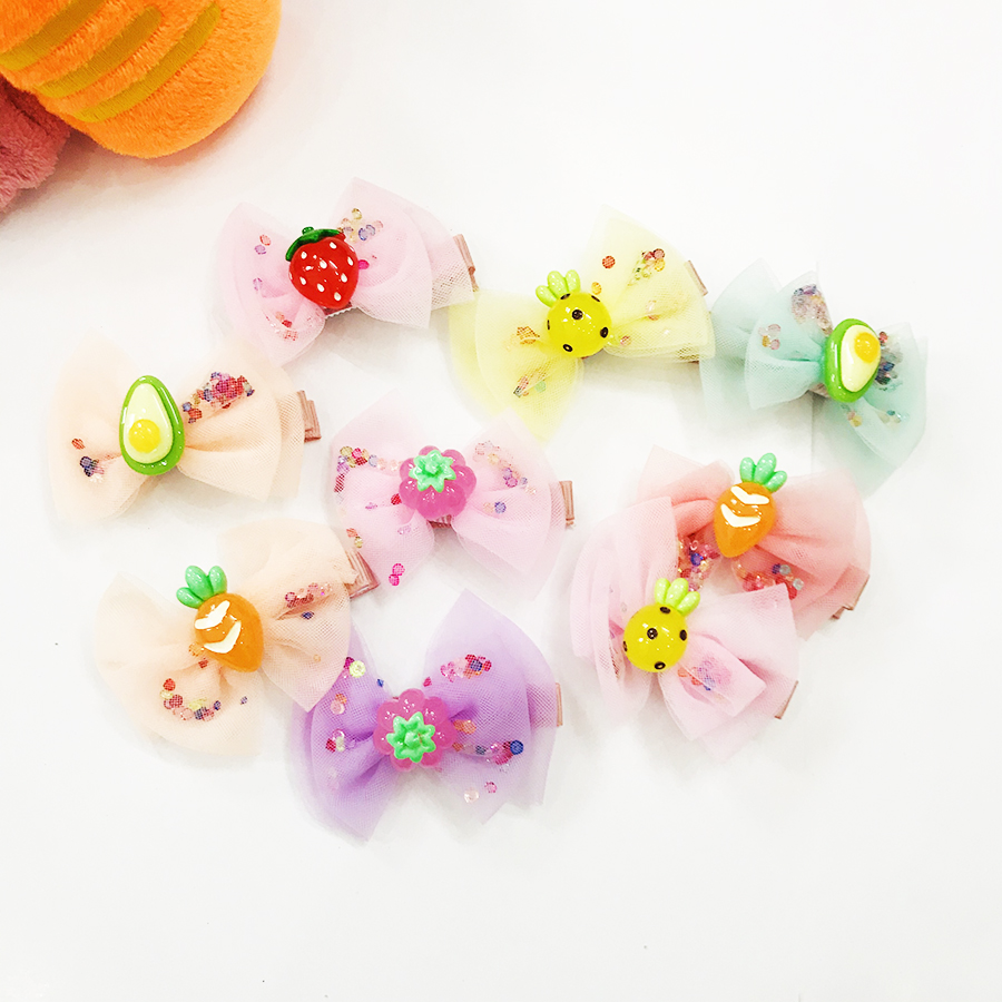 Set 4 ghim cài tóc nơ sắc màu cho bé