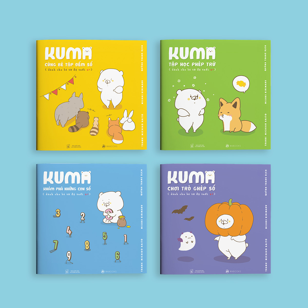 Sách ehon Nhật Bản: Bộ 4 cuốn Kuma làm quen với môn Toán