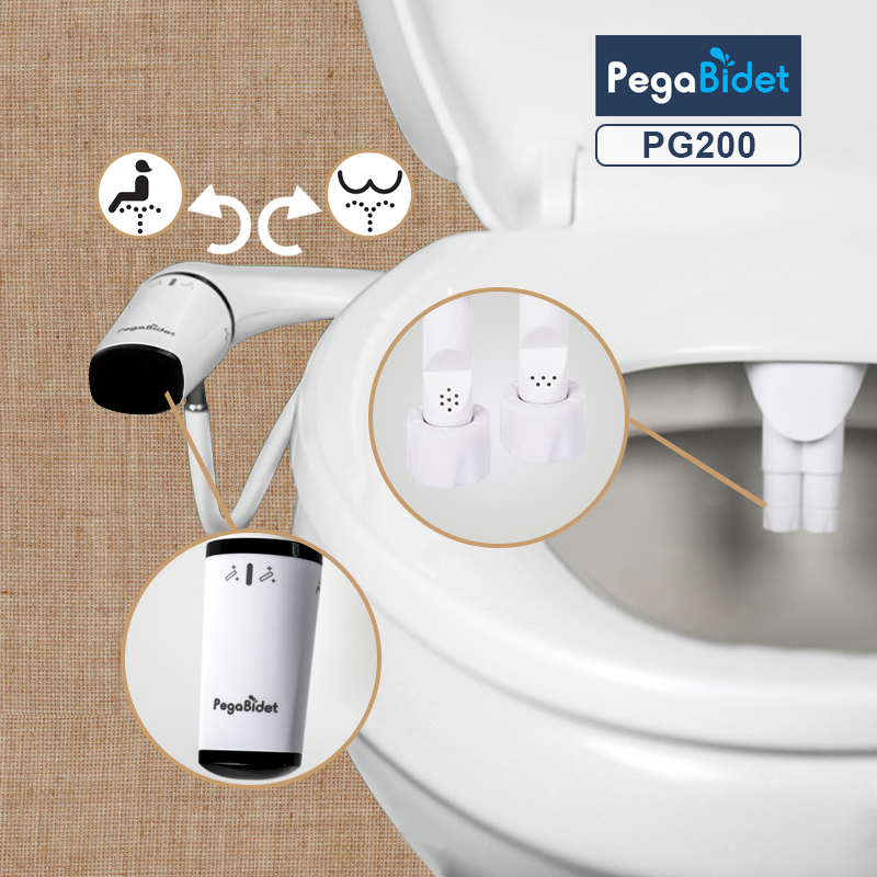 Vòi rửa vệ sinh thông minh PegaBidet PG200, 2 vòi rửa, thân nhựa ABS. Thiết kế thông minh, gắn được cho các loại bồn cầu