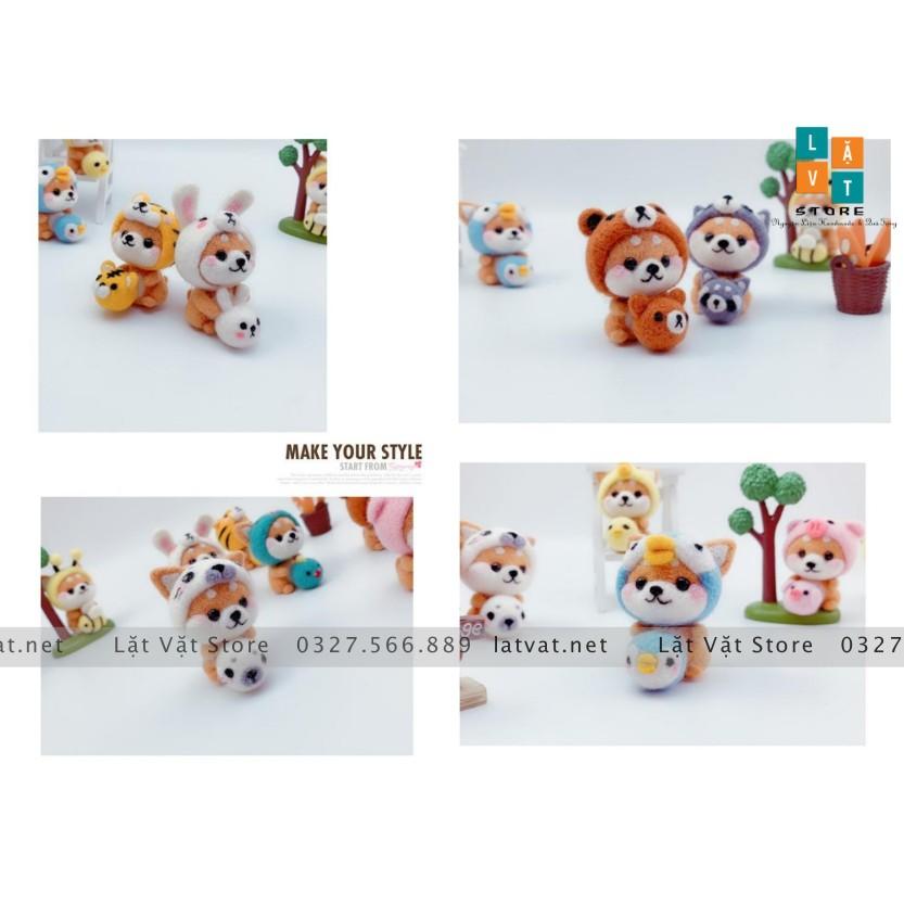 Len chọc có hướng dẫn 8 BABY SHIBA, chọc len thật dễ dàng, NEEDLE FELTING BABY SHIBA, món quà handmade ý nghĩa