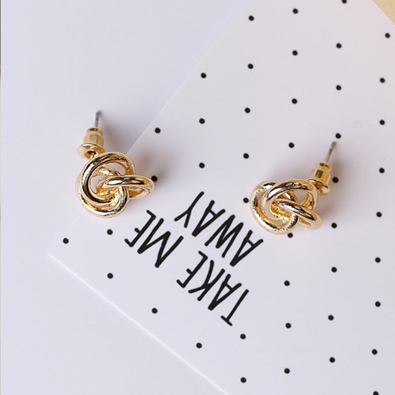 Bông Tai Nữ Nút Kim Loại Cách Điệu Phong Cách Châu Âu Sang Trọng