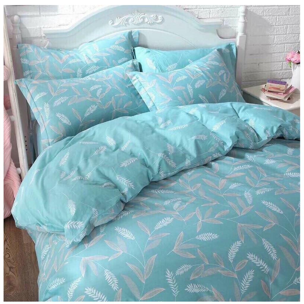 Bộ chăn ga gối cotton PL1 Lá tre xanh