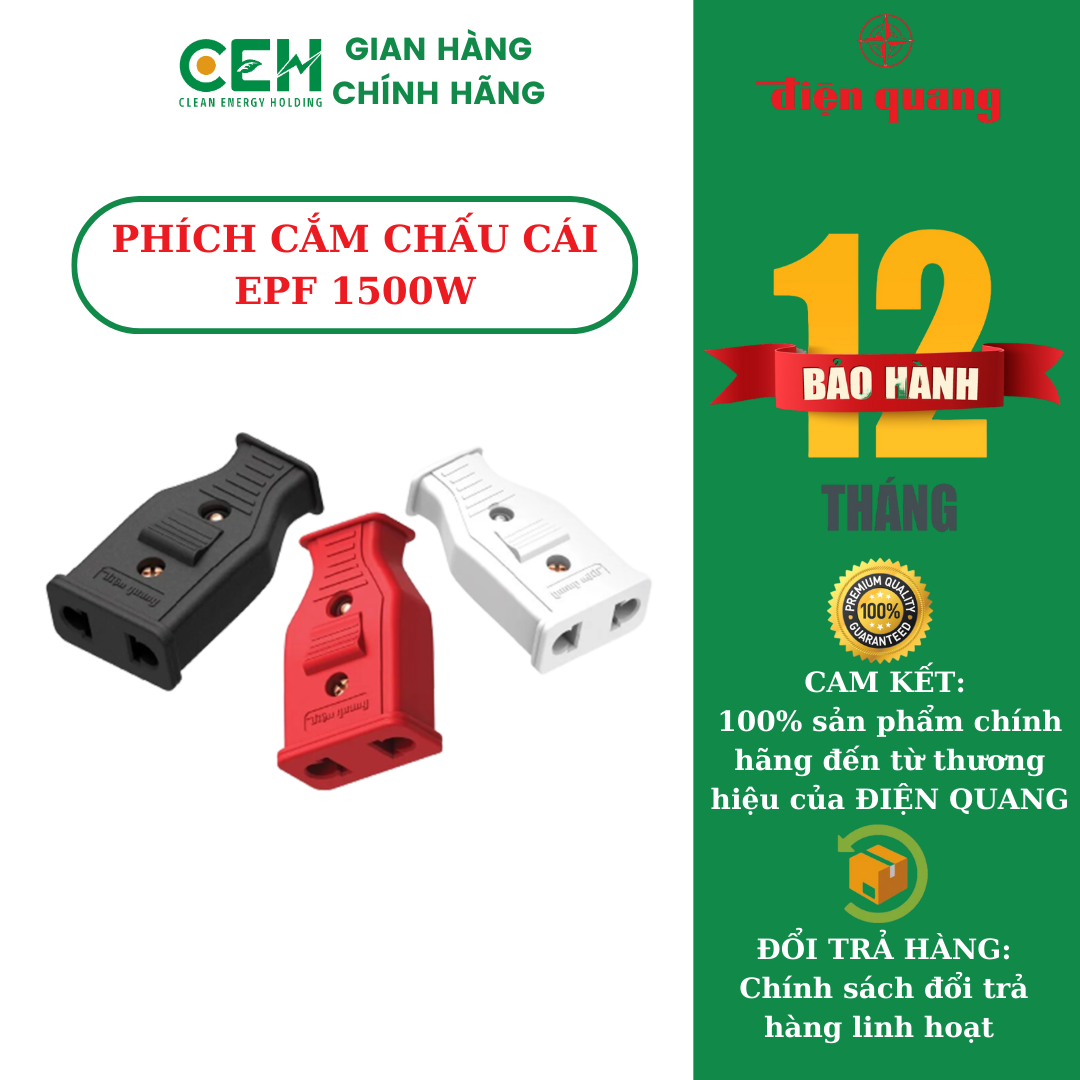 Phích Cắm Điện Chấu Cái ĐQ EPF 3 Màu 1500W Tiện Dụng