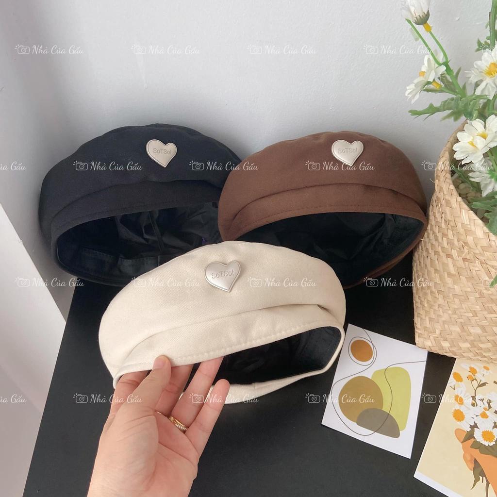 Mũ nồi trái tim chất vải da lộn mịn tưng luôn, sờ chất thích mê ạ