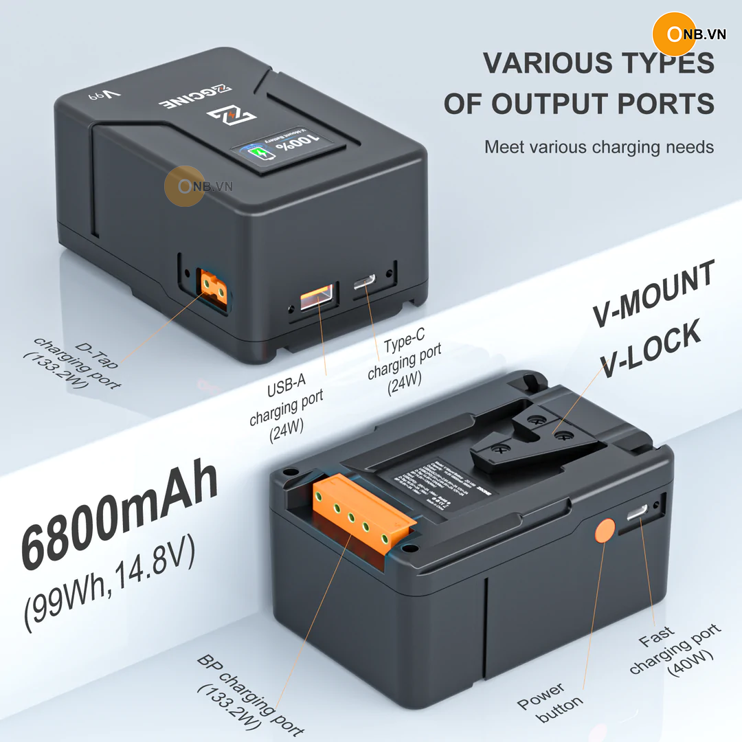 ZGCine V99 V-Mount Battery 99wh 6800mAh PD Quick Charge