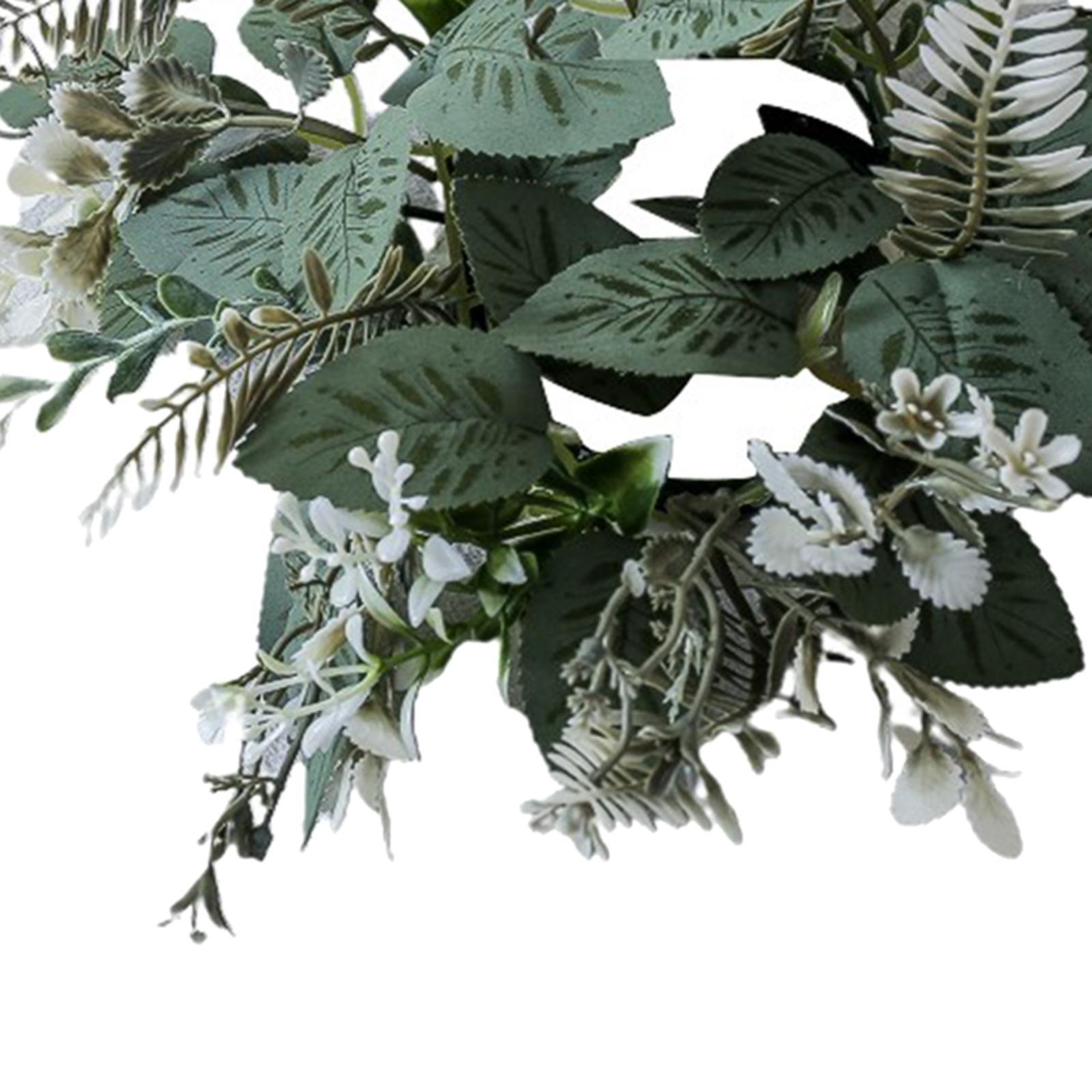 Greenery Candle Wreath Pillar Candle Rings Wreath Pillar Candle Holder Candle Garland for Bar Dining Table Party Living Room Decoration