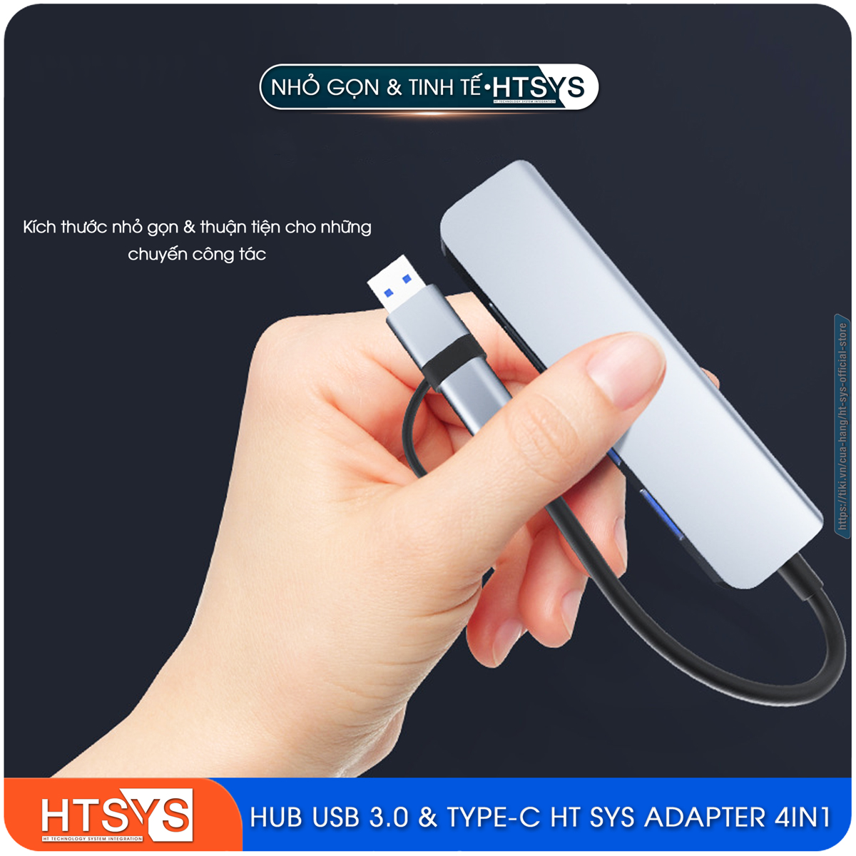 Hub Chuyển Đổi USB Type C HT SYS 4 in 1 To USB 3.0 - Hàng Chính Hãng