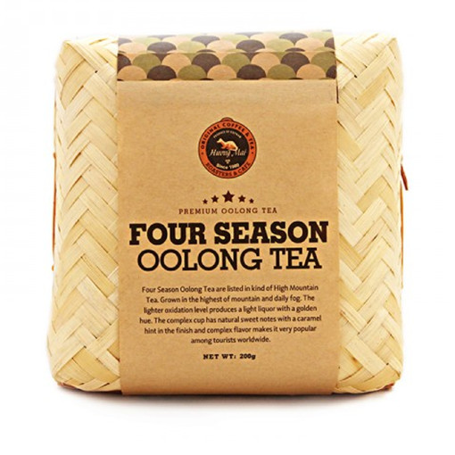 Trà Oolong Bamboo Thượng Hạng Hương Mai Cafe Premium Four Season Oolong Tea Hương Vị Ngọt Thanh Nhẹ - Hộp Tre Đan 200g