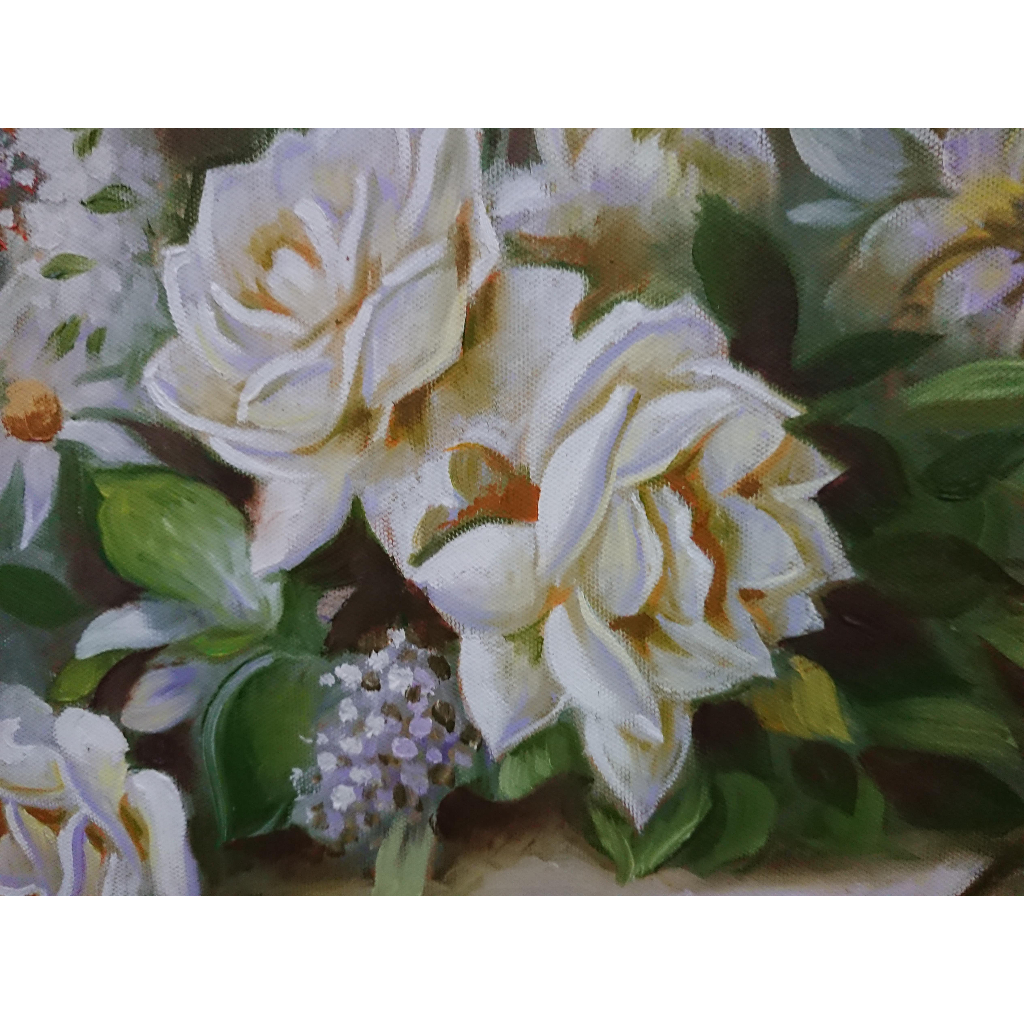 Cành Hoa Hồng - Tranh Sơn Dầu Vẽ Tay 40x60cm