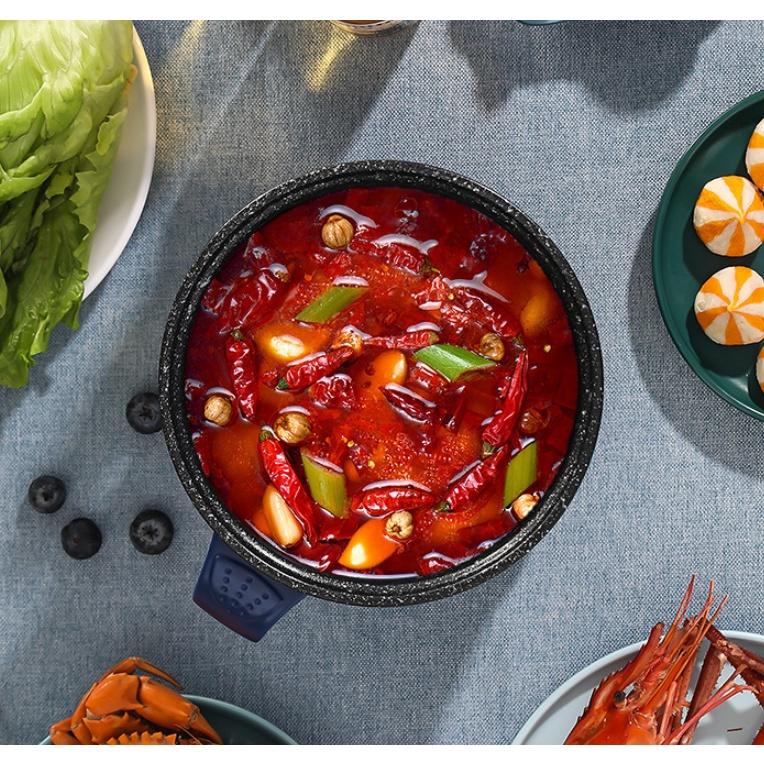 Nồi Lẩu Điện Đa Năng Mini Ca Nấu Mì, Cơm Đa Năng 2 Tầng Cao Cấp Núm Xoay 2 Nấc Nhiệt Kèm Giá Hấp 1,8L Chính Hãng MINIIN