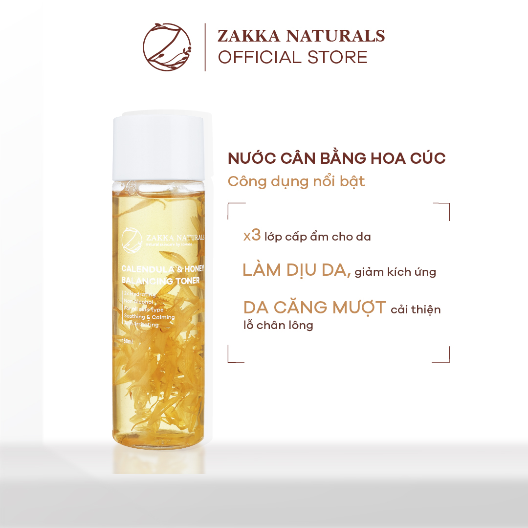 Toner (Nước Cân Bằng) Hoa Cúc Zakka Naturals Calendula &amp; Honey Balancing Toner 150ml