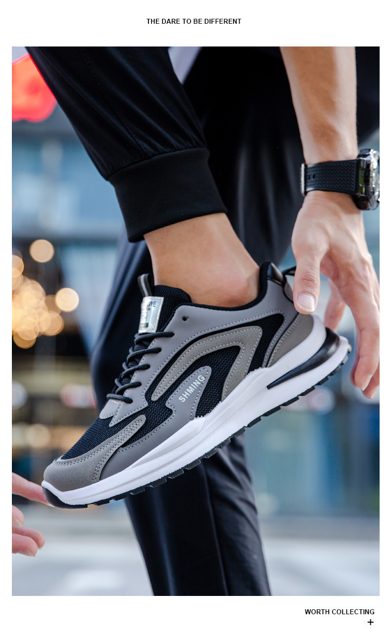 Giày Thể Thao Nam thời trang bốn mùa Sản Xuất Tại Cty SHMING- Hàng Chất Lượng Cao giày Sneaker nam tính da mềm phối lưới nổi bật năng động
