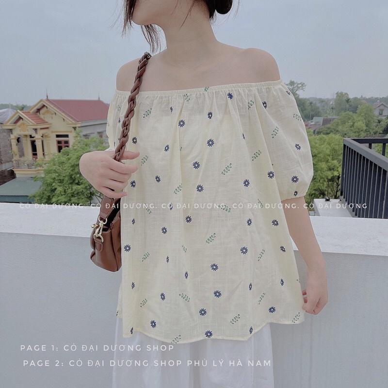 Áo trễ vai hoa và trơn