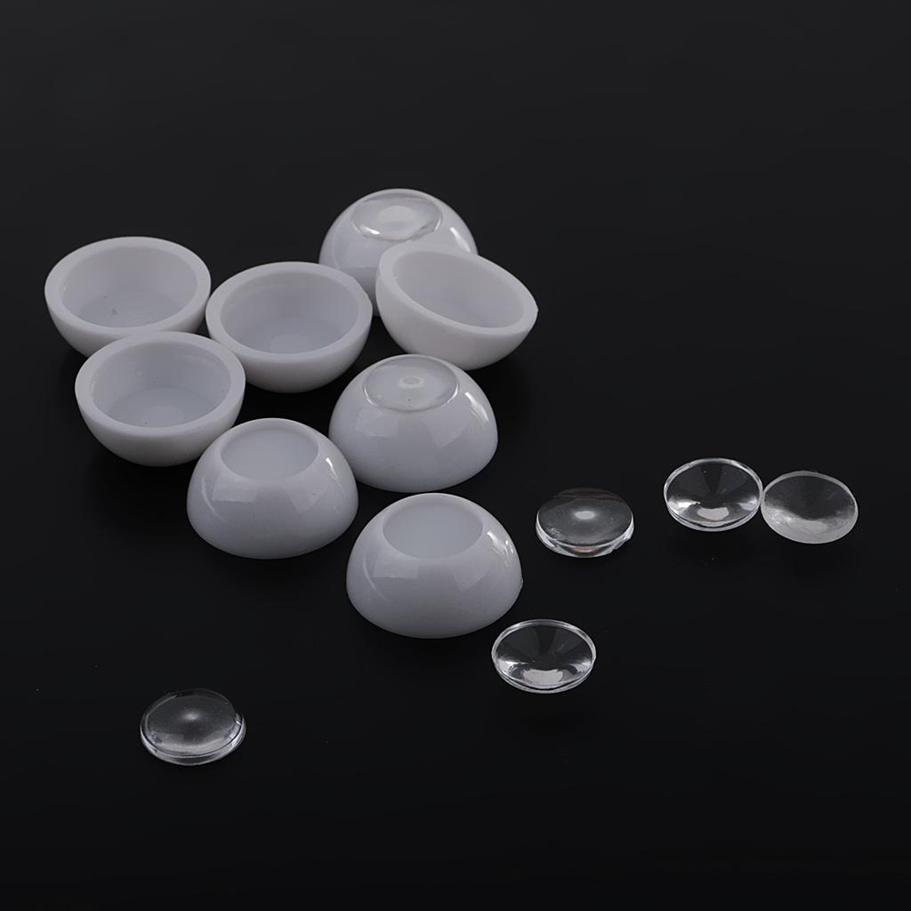 4 Pairs 12mm Half Round Hollow Doll White Eyes with 7mm Clear Iris Dolls Dollfie DIY Supplies ACCS
