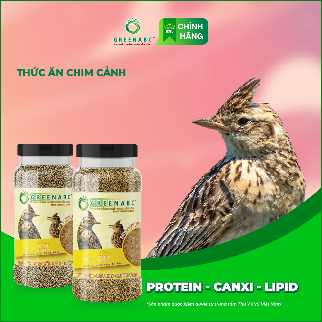 Cám Chim Sơn Ca GREENABC – Chim dưỡng dùng loại hằng ngày, cho chim mượt lông, phong dộ dùng loại bổ sung – Hộp 280g