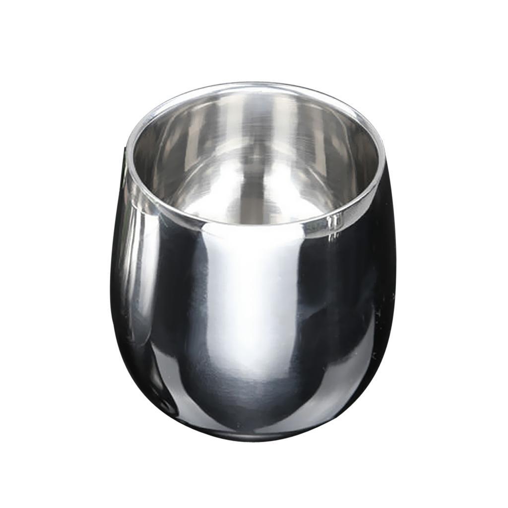 120ml+200ml Stainless Steel Double Wall Coffee Cup Beer Mug Curved Silver