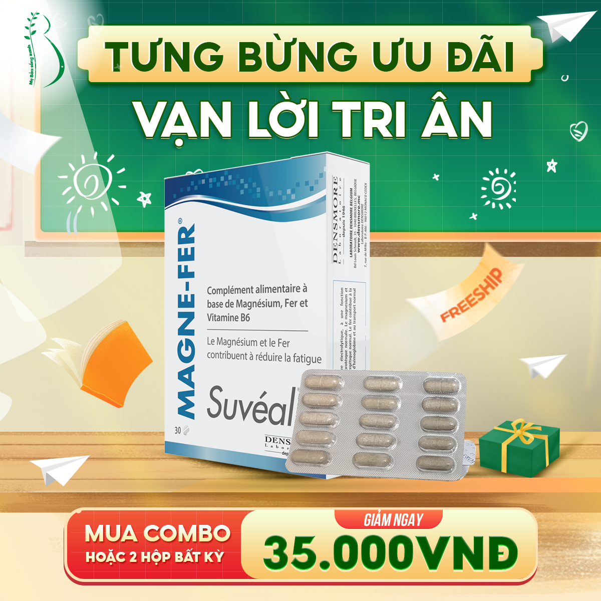 Vitamin Bầu Suvéal Magne - Fer: Giảm Nghén, Mất Ngủ, Stress, Chuột Rút, Ngăn Ngừa Nguy Cơ Tiền Sản  Giật Và Sinh Non