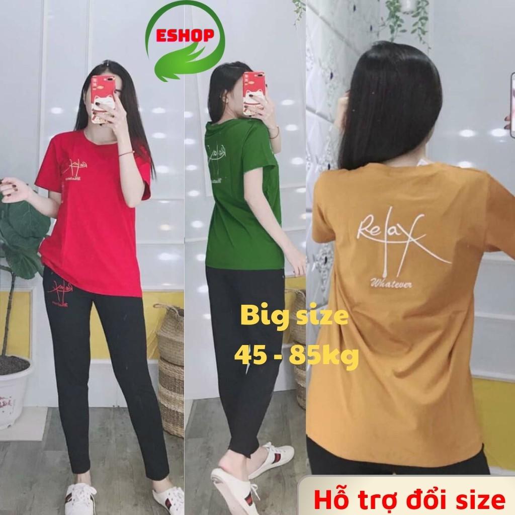 Đồ bộ nữ thun cotton co giãn 4 chiều thể thao Sét đồ nữ đẹp bigsize 45 -85kg Đồ bộ nữ mặc nhà RELAX quần dài ESHOP DB12