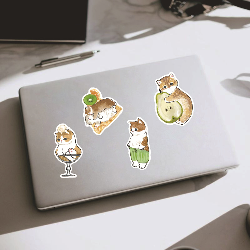 Bộ sticker chống thấm nước trang trí mũ bảo hiểm, đàn, guitar, ukulele, điện thoại laptop, dán sticker macbook sticker chủ đề mèo cute kitter