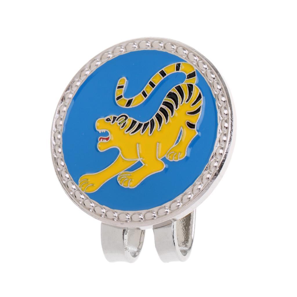 3xGolf Hat Clip Magnetic with Golf Ball Marker Chinese Zodiac Tiger