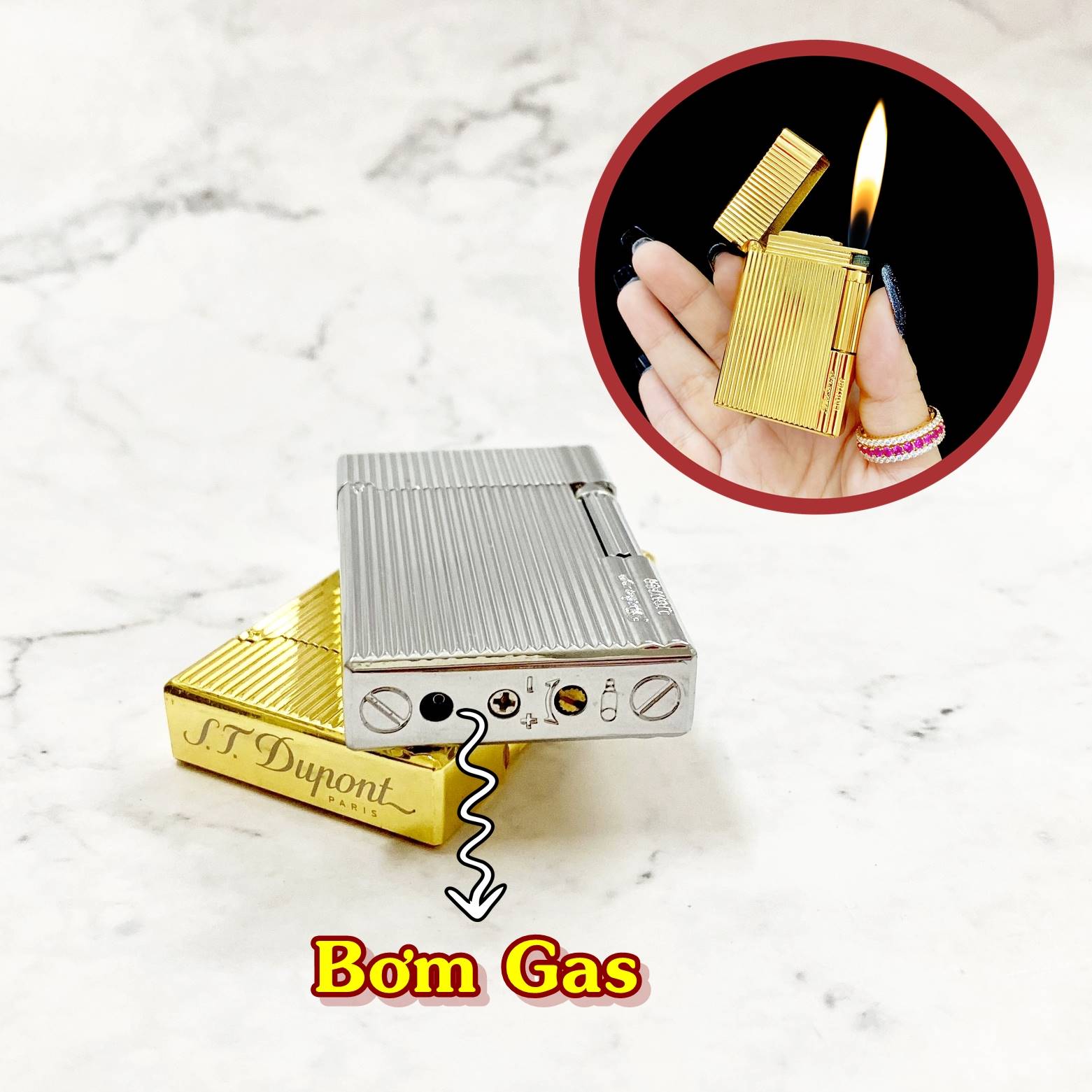 Hộp quẹt bật lửa Dupont vân sọc m-24 -