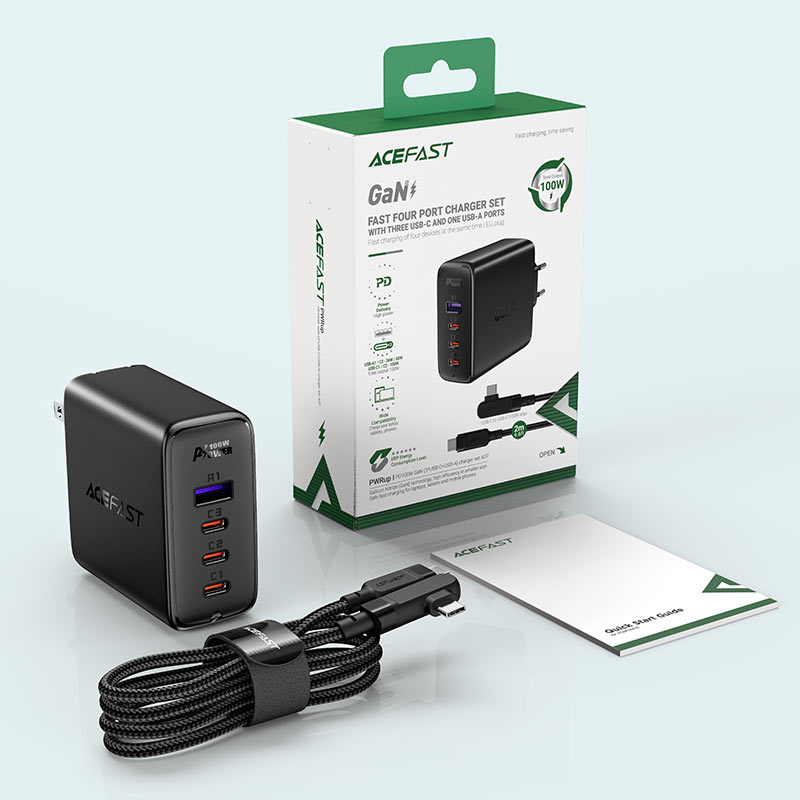 Sạc ACEFAST PD100W 4 cổng (3xUSB-C + USB-A) US - A39 - Hàng Chính Hãng