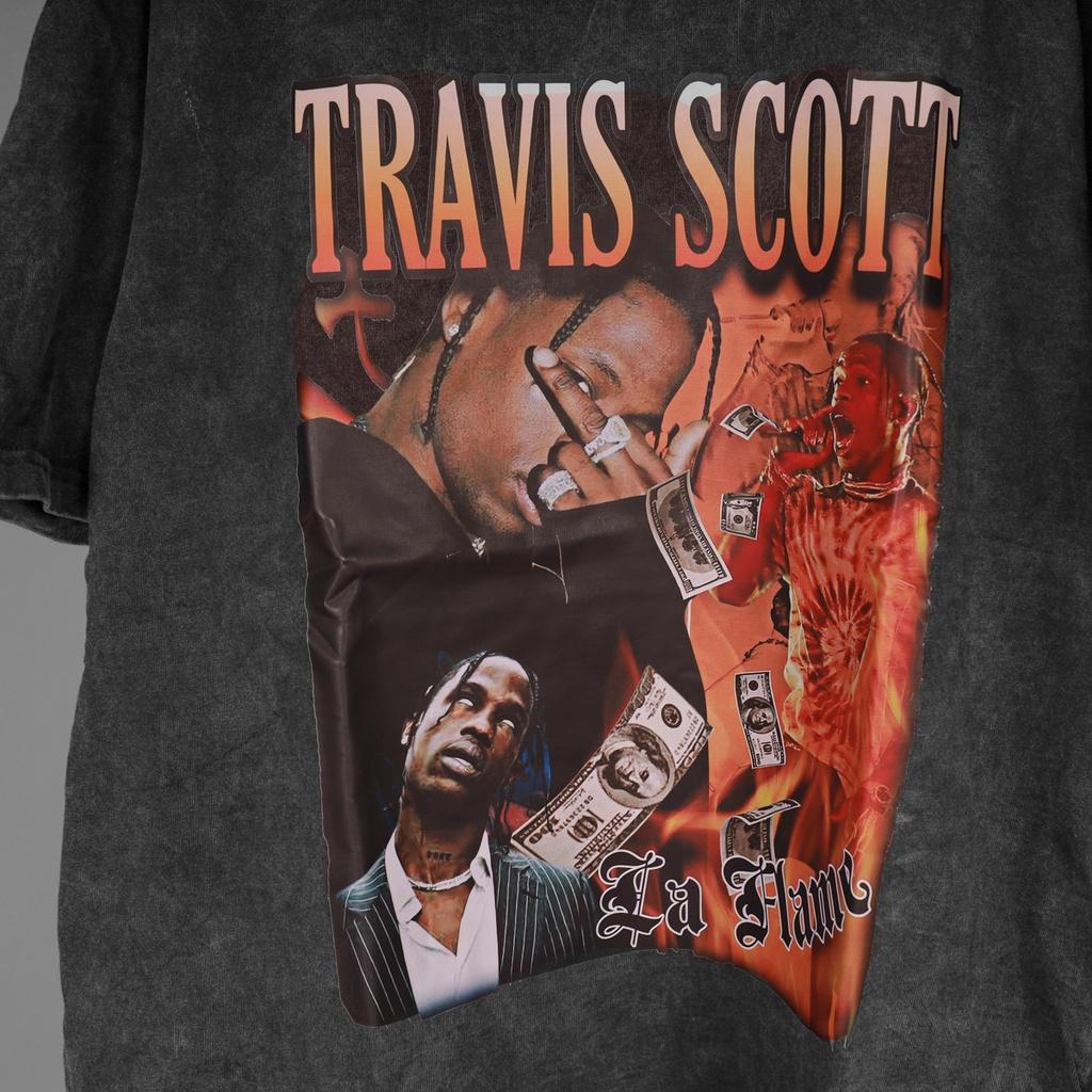 Áo thun nam nữ TRAVISSCOTT loang đen tay lỡ chất liệu cotton 100% cao cấp dáng unisex