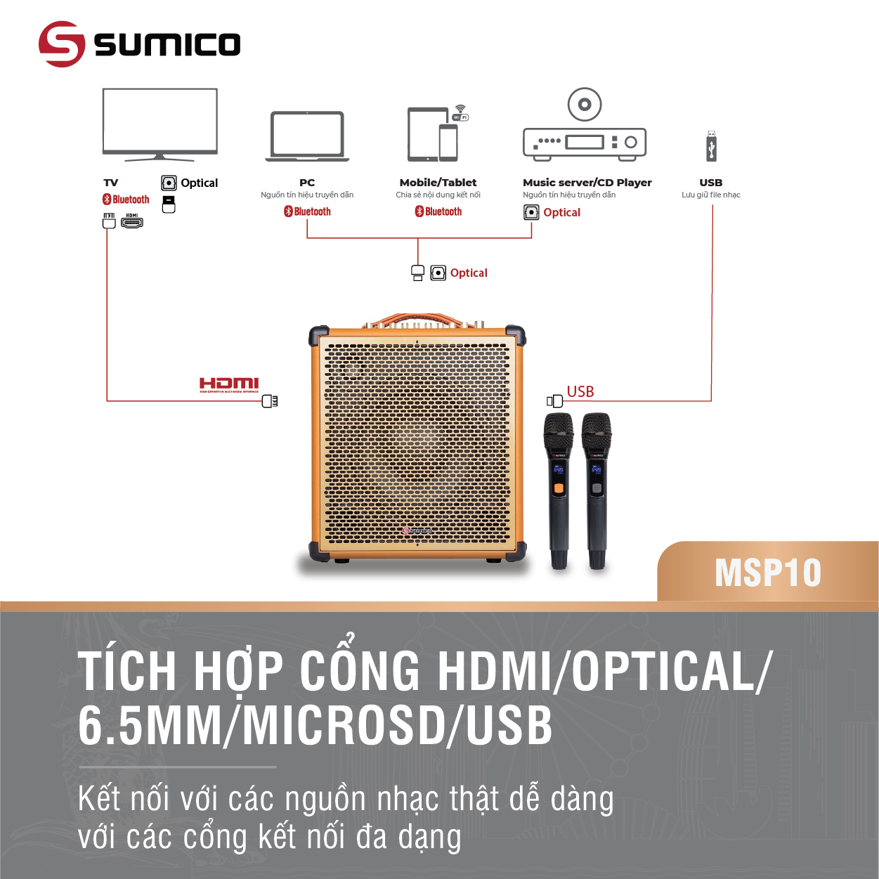Loa Karaoke Di Dộng Sumico MSP10A - Hàng Chính Hãng