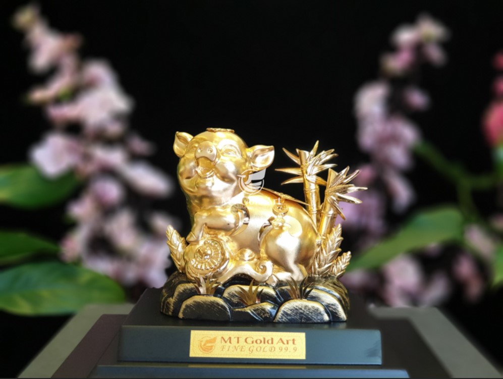Tượng heo tài lộc dát vàng- Hàng chính hãng, trang trí nhà cửa, phòng làm việc, quà tặng sếp, đối tác, khách hàng, tân gia, khai trương